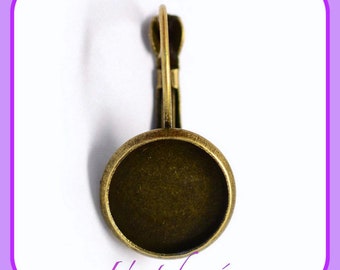 10 x bronze-colored sleeper earring holder for 12mm cabochon