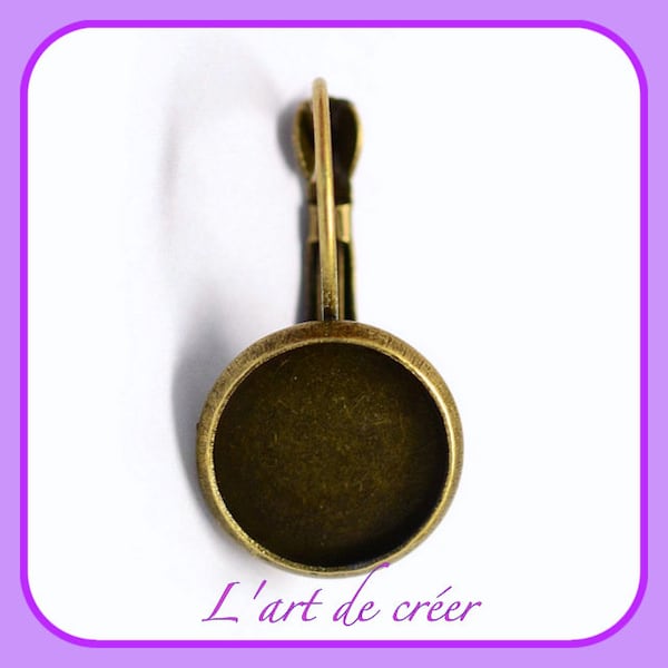 10 x dormeuse boucle d'oreille couleur bronze support pour cabochon 12mm