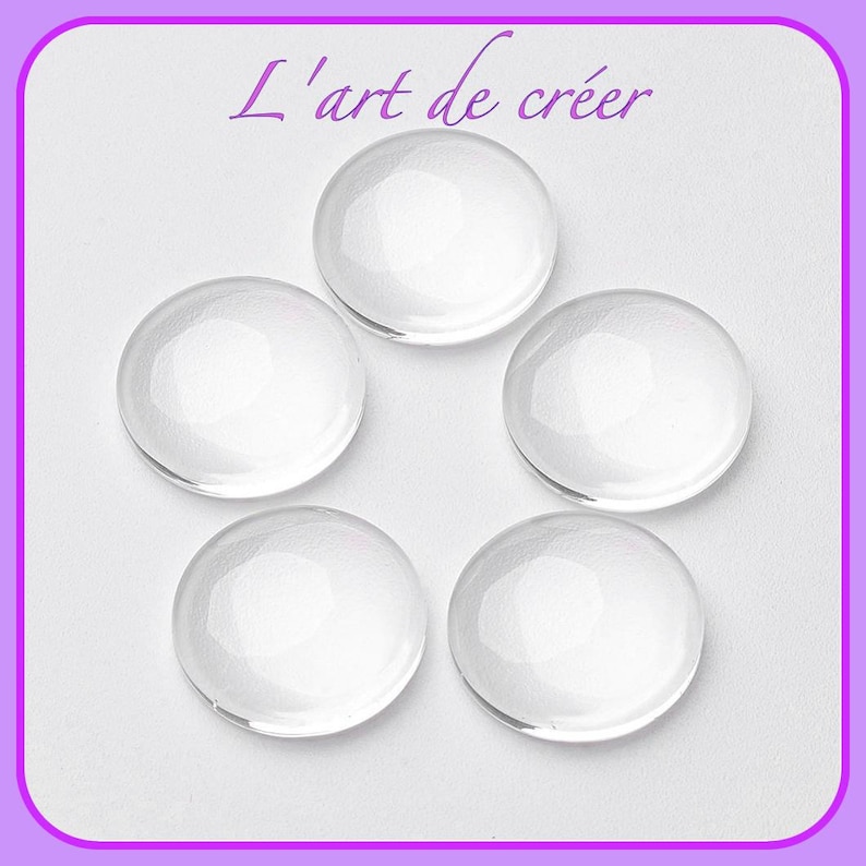 Lot de 10 cabochons loupes 14 mm transparents en verre , rond image 1