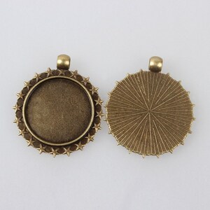 5 round bronze-colored star cabochon holders for 25 mm cabochon image 2