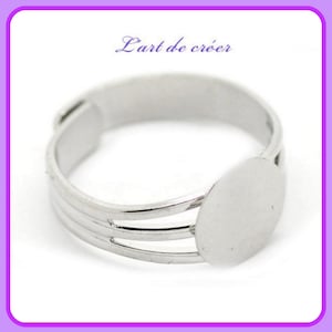 2 x Support de bague réglable, ajustable  , argent , plateau 10mm