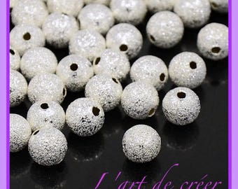10 perles STARDUST Argent , Argenté , diamètre 8 mm