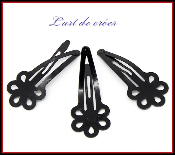 20 X Black Hair Bar Holder 44 X 19 Mm , Flower Clips - Etsy display picture 3