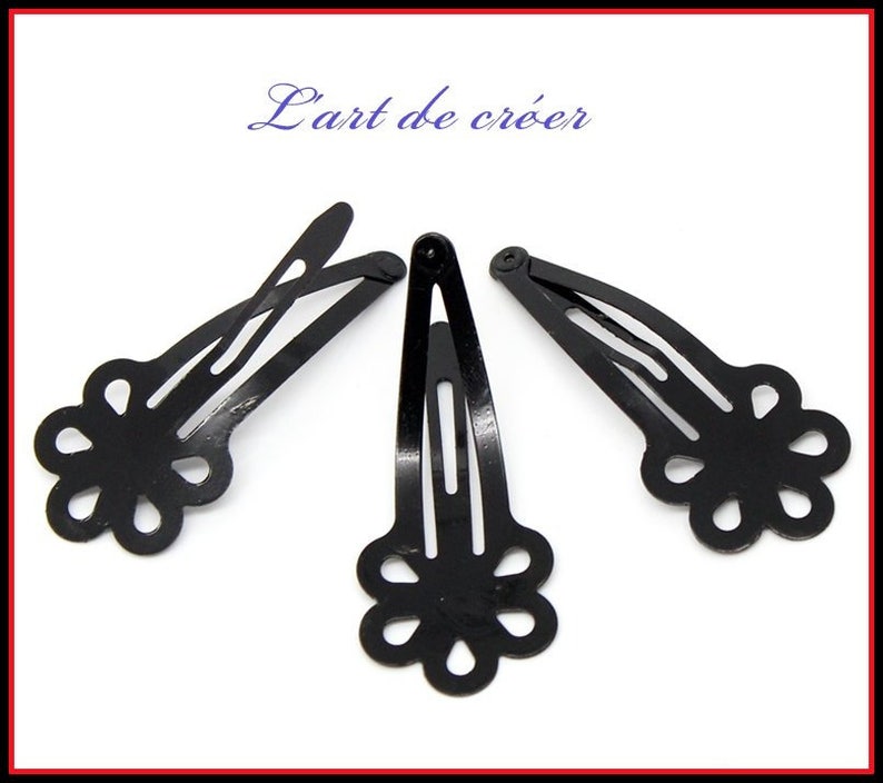 20 x black hair bar holder 44 x 19 mm , flower clips image 1