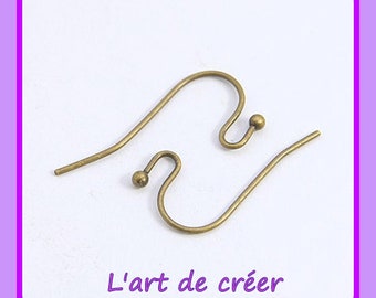 Lot de 30 dormeuses crochets  soit 15 paires de boucles d'oreille , Bronze , laiton