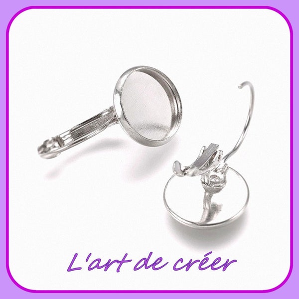 10 x silver-colored sleeper earring holder for 12mm cabochon