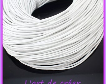 1 metre de cordon en cuir BLANC , diamètre 2 mm