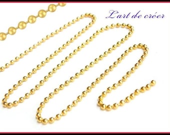 8 meters string beads balls gilded Gold - 2 mm