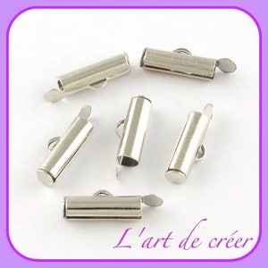 10 tips clip 16 mm silver tubes, ideal Miyuki or jewelry chain beads