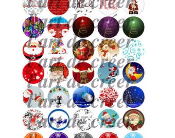 Digital cards with 50 cabochons 25mm, Christmas