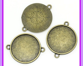 10 x Connecteur Bronze pour cabochon 16 mm