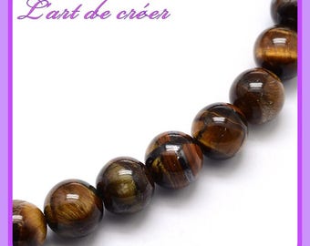 10 Tiger's Eye Round Pearls 6 mm -Grade A