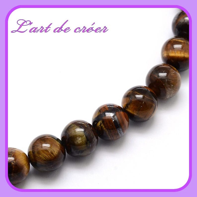 10 Tiger's Eye Round Pearls 6 mm Grade A image 1
