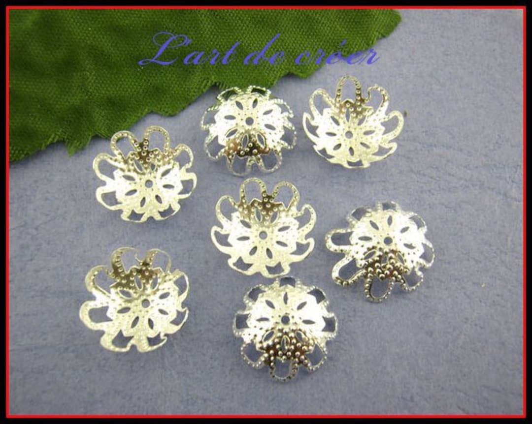 10 Perles Calotte Forme Fleur Viel Argent - Diamètre 5 Mm - Pour Création De Bijoux - Neuf - Fabriqué En France
