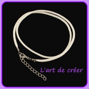 5 White waxed cotton neck cords, extension chain