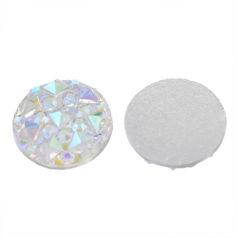 10 CABOCHONS DRUZY RONDS 10 mm Couleur Blanc Nacré image 2