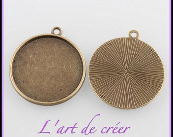 10 bronze colored round cabochon holder - for 25 mm cabochon