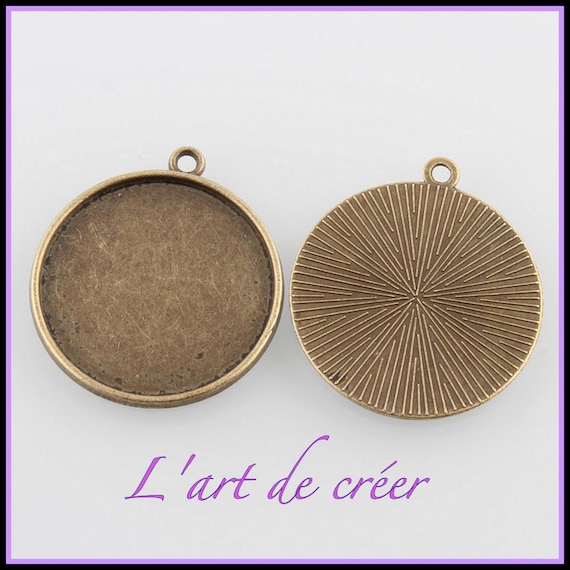 Support Pendentif Photo Rond 32mm Bronze Antique - Loisirs Créatifs KBC