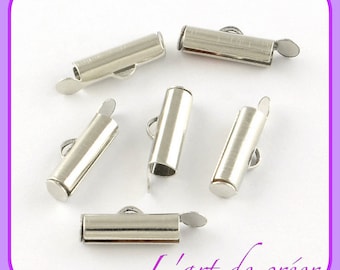10 tips clip beads 10 mm silver tubes, ideal Miyuki or jewelry chain