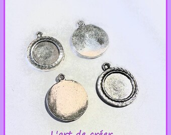 10 round cabochon holder silver color - for 12 mm cabochon