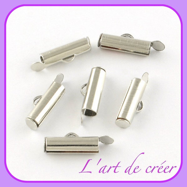 10 embouts pince tubes 20 mm argent , idéal  Miyuki ou  bijoux chaine billes