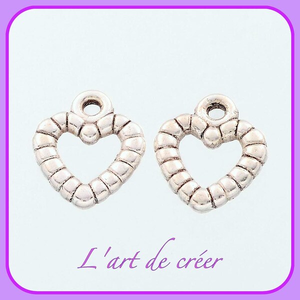 20 Breloques COEUR couleur argent