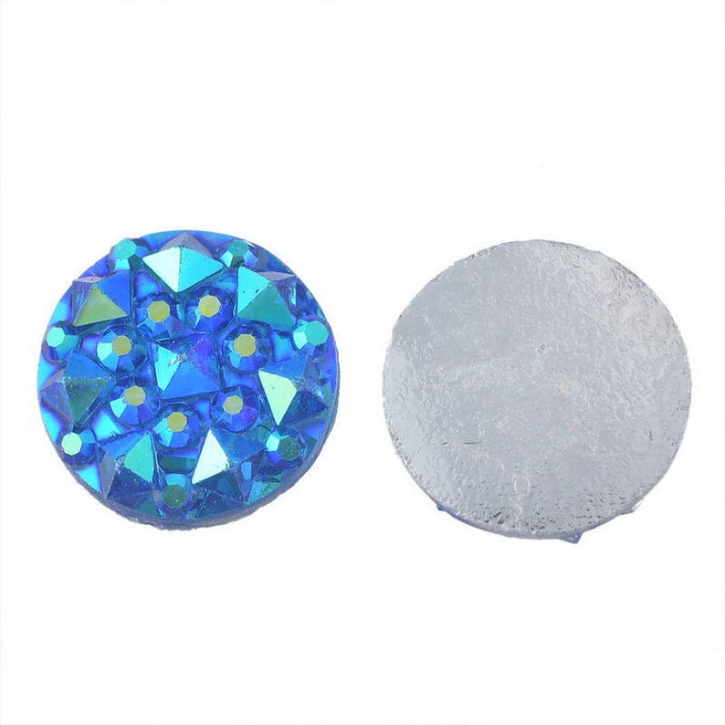 10 CABOCHONS DRUZY RONDS 10 mm Couleur Bleu Roi image 2