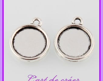 10 round cabochon holder silver color - for 12 mm cabochon