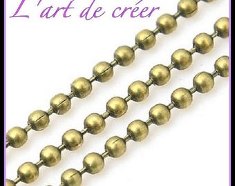 1 Mètres Chaine Billes Boules Métal Bronze - 2 mm