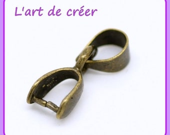 20 Bélières ,  Fermoirs Pinces couleur Bronze, 16 mm x 7 mm