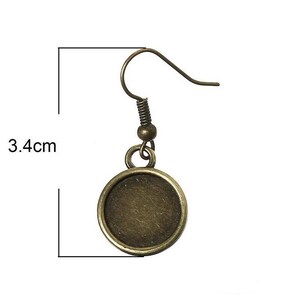 10 Crochets , dormeuses BRONZE avec support cabochon 16 mm image 2