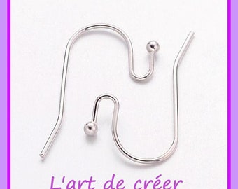 Lot de 30 dormeuses crochets  soit 15 paires de boucles d'oreille , ARGENT ARGENTÉ