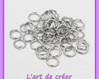 100 anneaux de jonction ouverts argenté 4 mm  X 0,7 mm