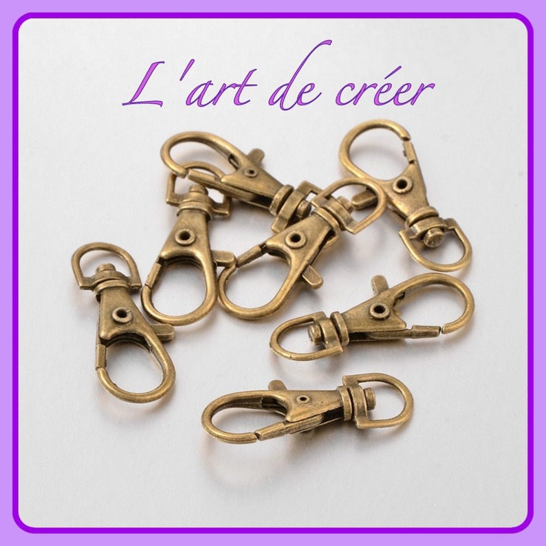 10 mousquetons fermoir porte clef 31 x 13 mm image 1