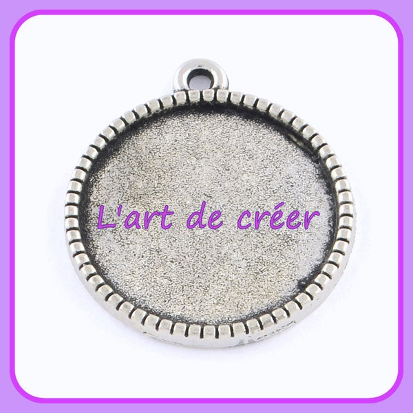 10 support cabochon rond couleur argent - pour cabochon 25 mm