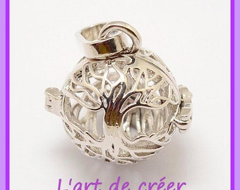 1 Pregnancy Bola "Tree of Life" silver metal pearl cage for 12mm pearl