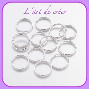 100 open double junction rings, silver 6 mm