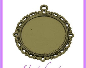 10 support cabochon rond bronze - pour cabochon 25 mm