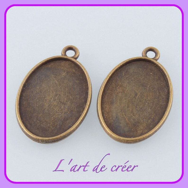 5 support cabochon ovale couleur BRONZE pour cabochon 25 x 18 mm image 1