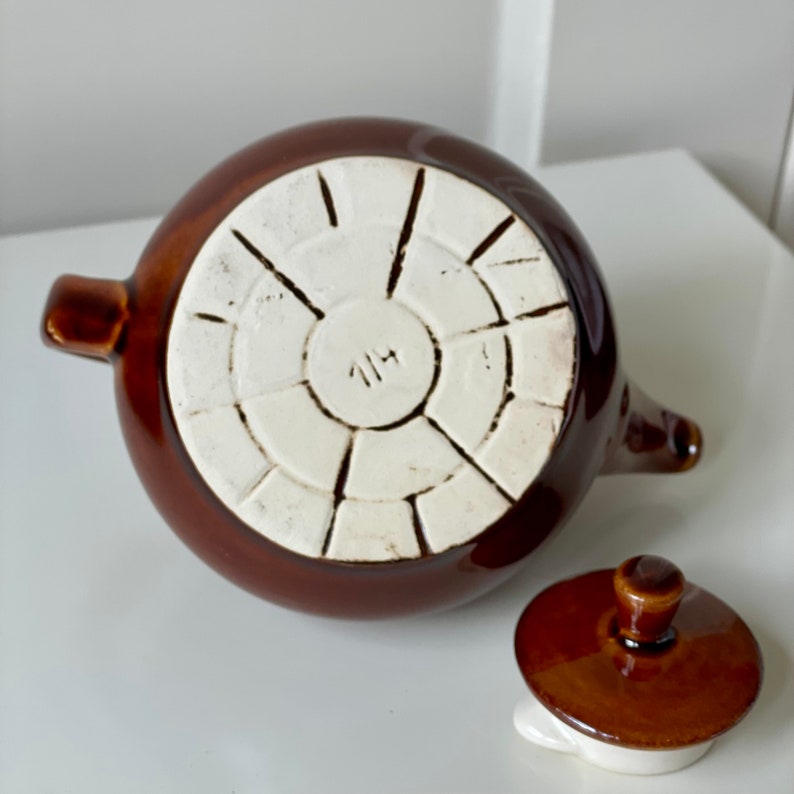 Vintage Brown Ceramic Glazed Teapot Etsy