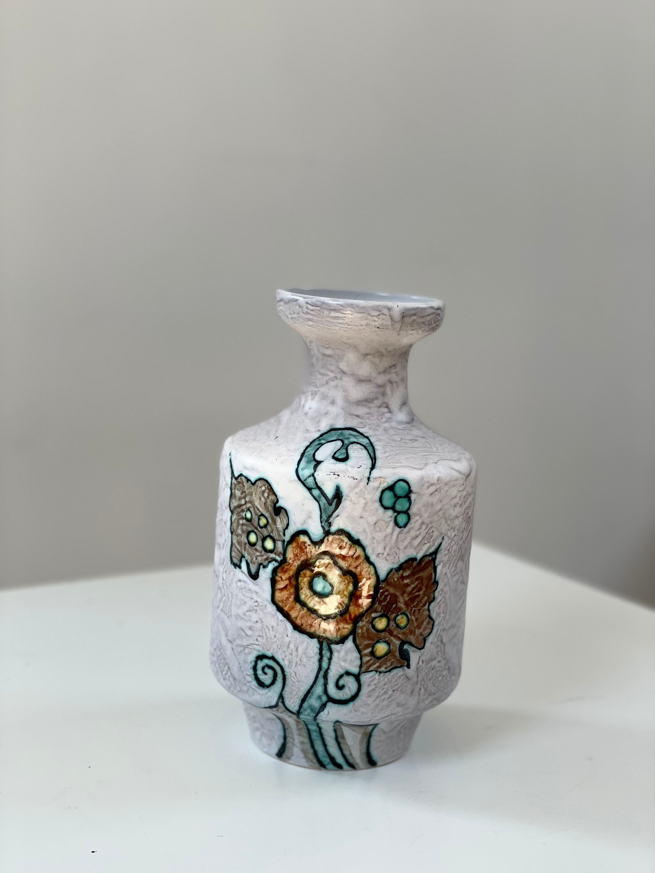 ビンテージ花瓶?(Whitefriars1966年) 北欧ヴィンテージ 花瓶クイストゴーレリーフ デンマーク製