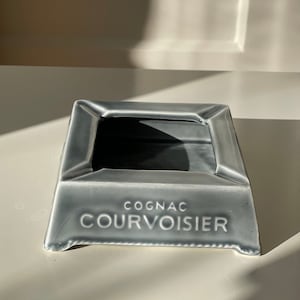 Vintage Courvoisier ceramic grey advertising ashtray, trinket dish - Made in France by Procéram