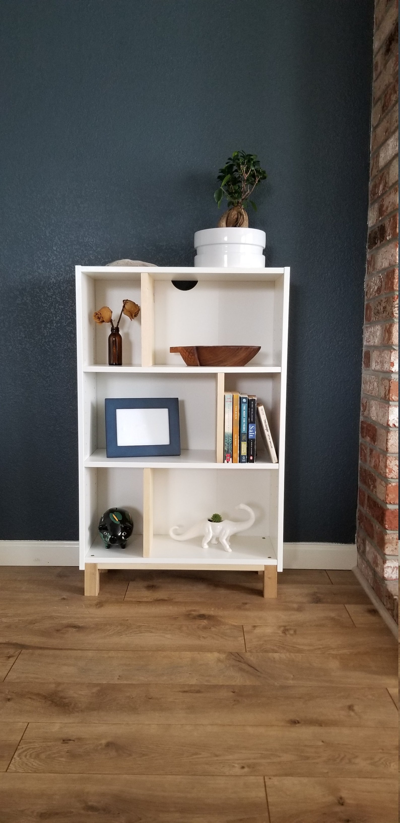 White Mid Century Modern Bookshelf DIY TARGET Hack Bookcase Etsy