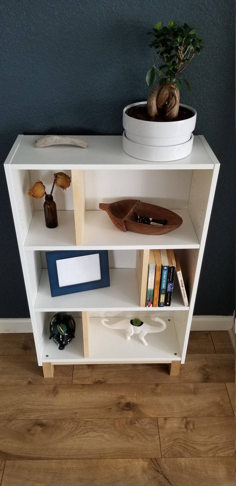 White Mid Century Modern Bookshelf DIY TARGET Hack Bookcase Etsy