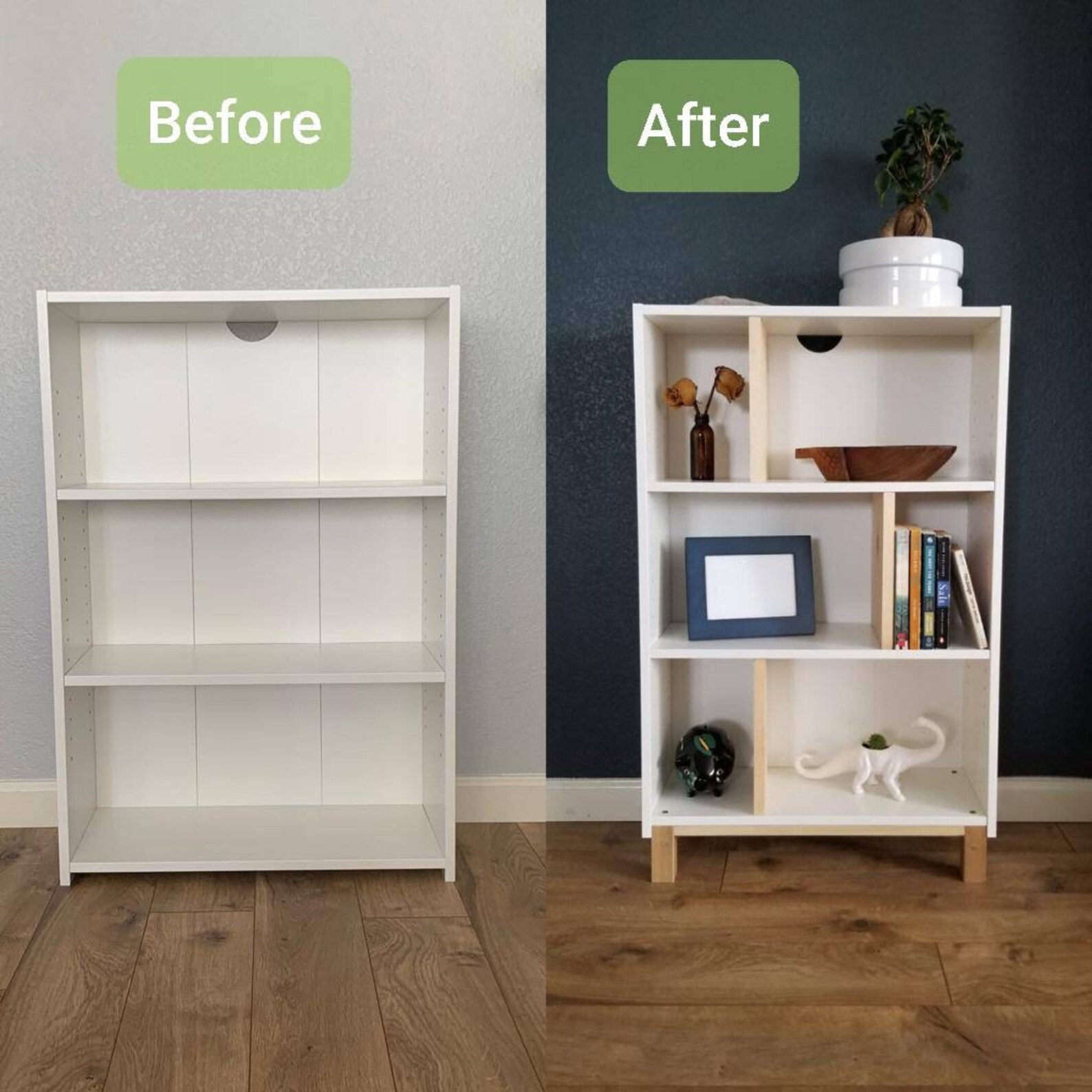 White Mid Century Modern Bookshelf DIY TARGET Hack Bookcase Etsy