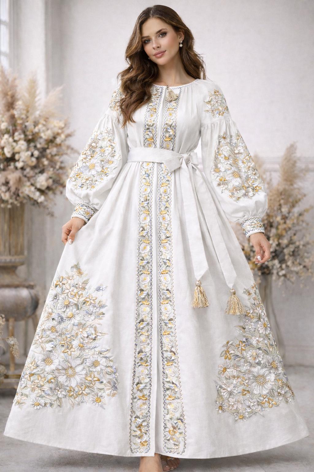 Vyshyvanka Woman, Ukrainian Linen Embroidered Dress, Custom