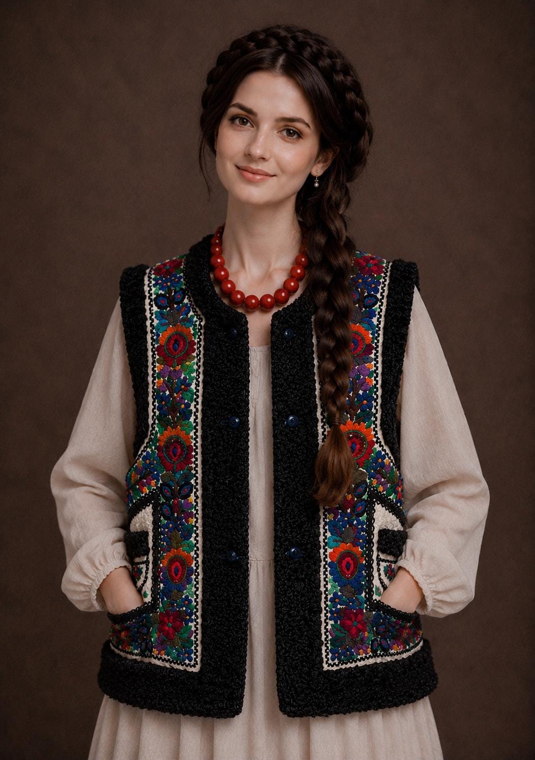 Antique Bukovinian Keptar Vest – Authentic Ukrainian Sheepskin