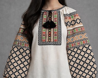 Vyshyvanka femme, chemise ukrainienne en lin brodée, broderie personnalisée, tailles 2XS à 5XL, couleur au choix