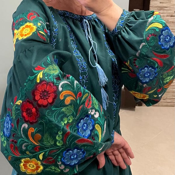 Vyshyvanka Frau ukrainische Stickerei Boho bestickte Hemd Bluse XS - 5XL Wahl Farbe