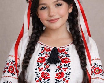 Corona floral ucraniana para Vyshyvanka, corona tradicional Vinok, tocado floral con cintas, para niñas, color a elegir.